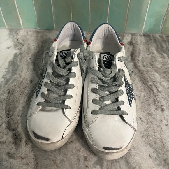 GGDB Golden Goose Superstars 38 Sneakers Red White Blue - Picture 8 of 12